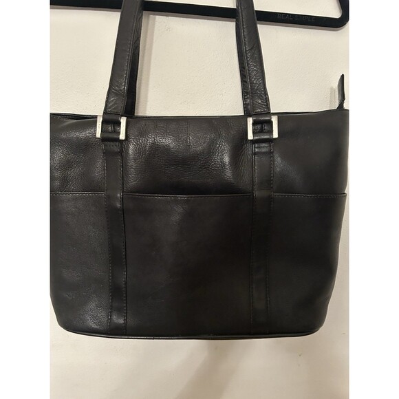 Piel Leather Laptop Shoulder Tote Bag Black - Picture 1 of 8